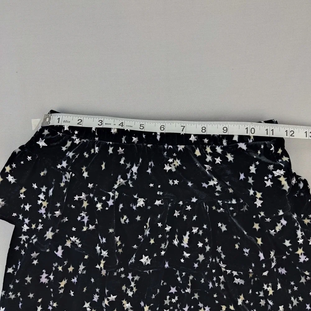 Old Navy Skirt Girls‎ L 10-12 Blue Velvet Star Tiered Ruffle Metallic Celestial